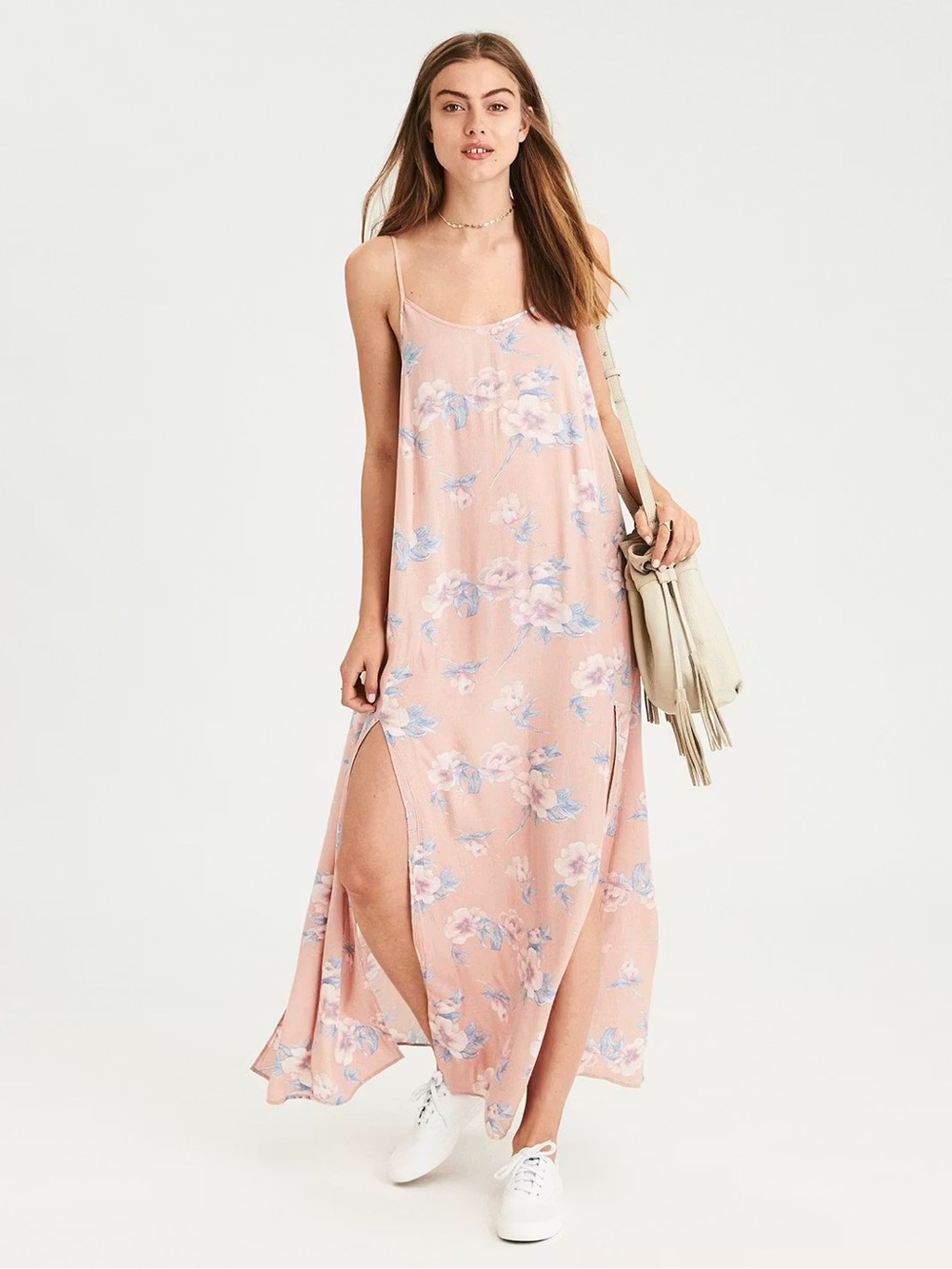 American Eagle | Light Pink Floral Maxi Dress
